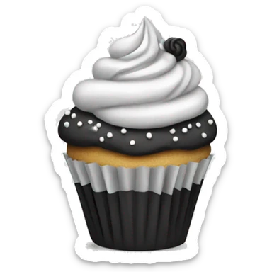Silver cupcake. White frosting. Black sprinkles. sticker