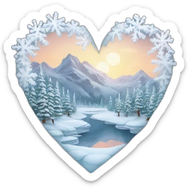 Winter inside a heart sticker