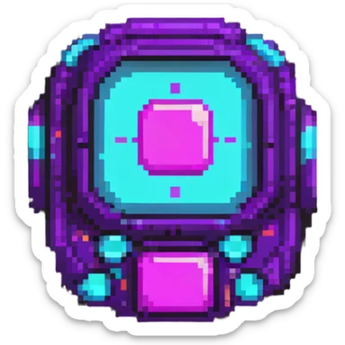 futuristic cyberpunk pixel art icon, vivid neon colors purple magenta cyan, minimal expressive design, 32x32, centered, high contrast, transparent background, no text, suitable for dark background, requested by user symbol sticker