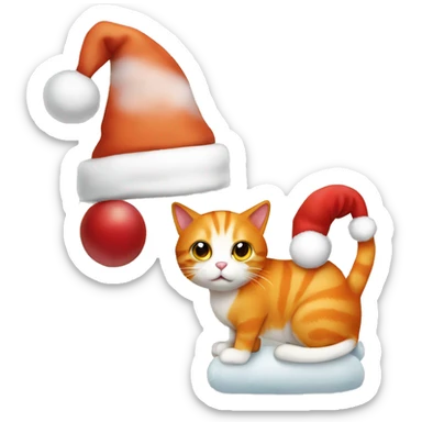 Orange cat with santa hat sticker