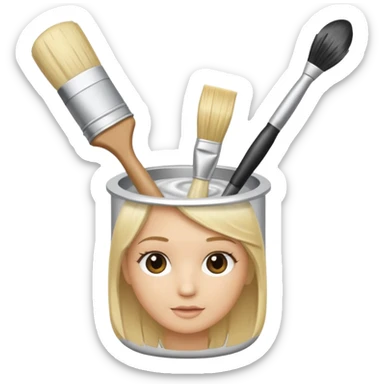 tube of blonde hair dye with a brush next to it sticker