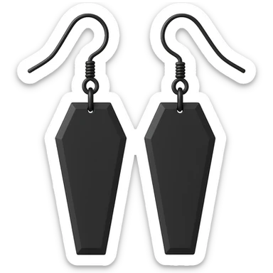 goth earrings, coffin shape, matte black, minimalist gothic sticker