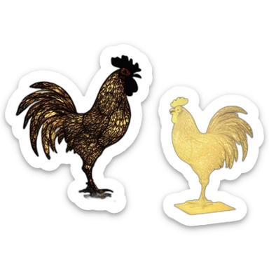 Rooster sculpture art lamp led fractal sticker