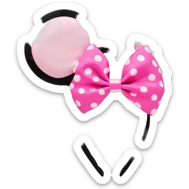 Black ear pink polkadot bow Minnie mouse ear headband sticker