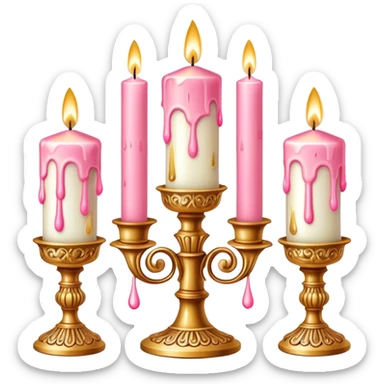 Pastel Reddish-pinkish and gold and white vintage candles sticker
