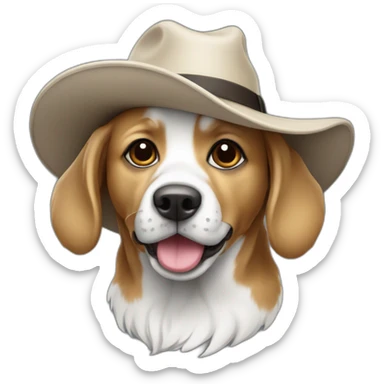 chien avec un chapeau blanc sticker