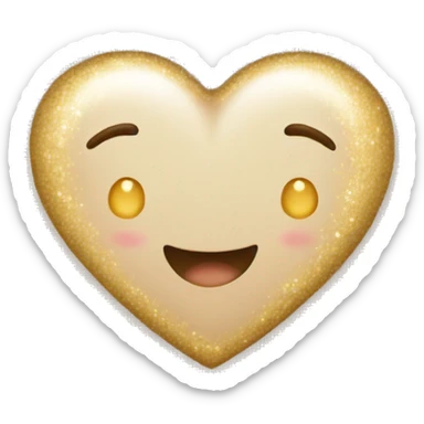 Beige heart sparkly sticker