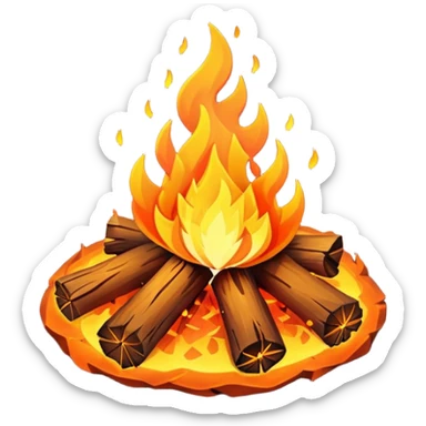 fire emoji, stylized campfire sticker