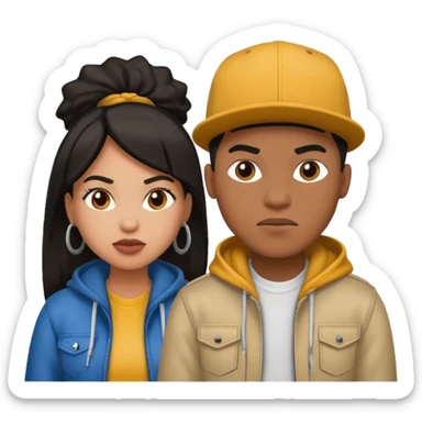 Multiracial hip hop couple love, mad, happy sticker