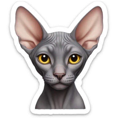Dark grey sphynx cat with curled ears sticker