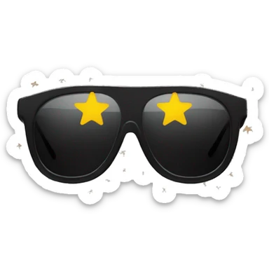 black sunglasses with star print sticker