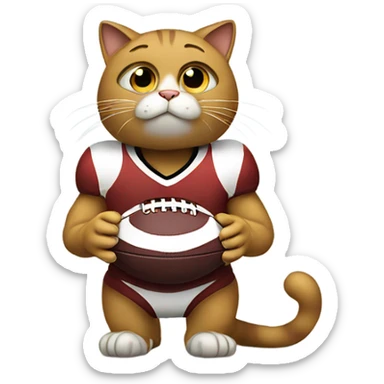 Sad cat with football  sticker