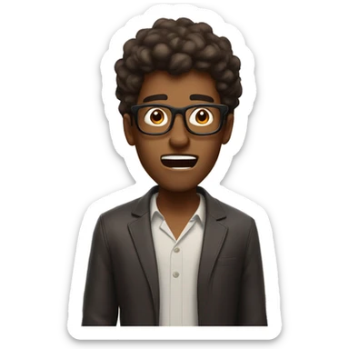 brown skin guy with glasses and dark hair exploding head surprised sticker