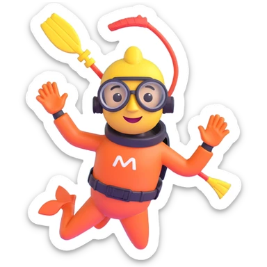 coin character with a snorkel and diving mask, cheerful expression sticker