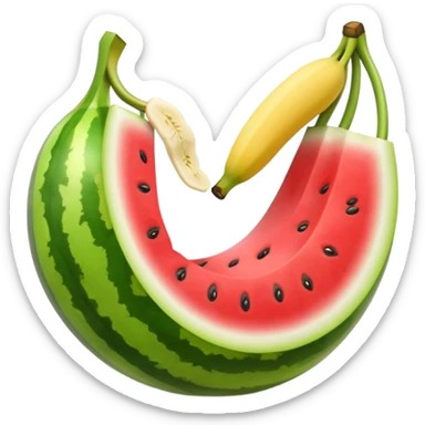 a watermelon eating a banana  sticker