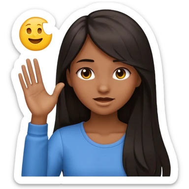 Animated girl dark long hair emoji tapping right side of the head with her hand with duh facial expression  sticker