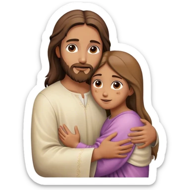 Jesus hugs a girl sticker