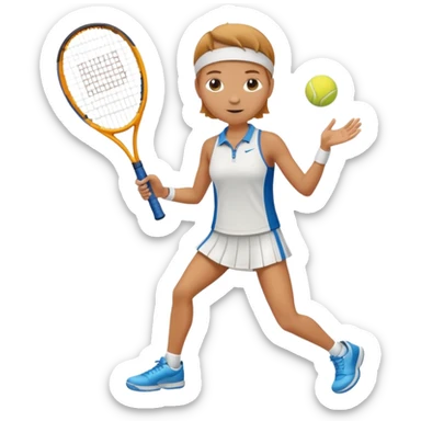 High resolution full body of a tennis player with just a one racket  sticker