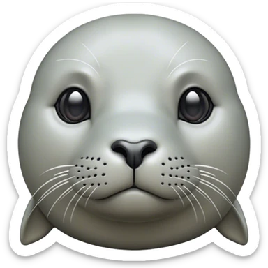 Cinematic Noble harbour seal Portrait Emoji, Poised and streamlined, with a sleek, smooth body of glossy, muted hues and expressive, dark eyes complemented by a rounded, agile head, Simplified yet sharp and sophisticated features, highly detailed, glowing with a soft, maritime luminescence, high shine, intelligent and graceful, stylized with an air of coastal authority, focused and alert, soft glowing outline, capturing the essence of a watchful marine guardian that appears ready to glide out of the screen with effortless authority! sticker