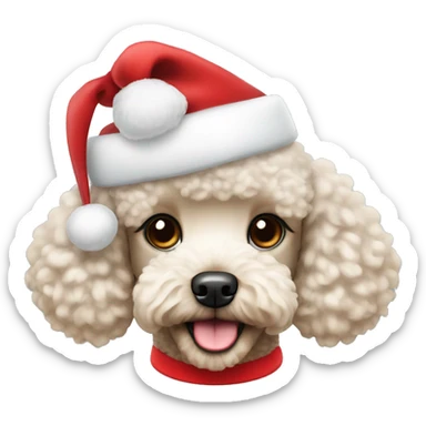 Mini Poodle with Santa hat sticker
