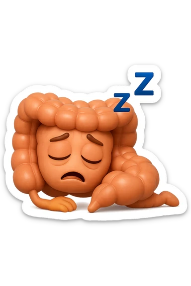 EMOJI STILE IPHONE 3D DI un intestino molto stanco che prova a dormire ma non ci riesce sticker