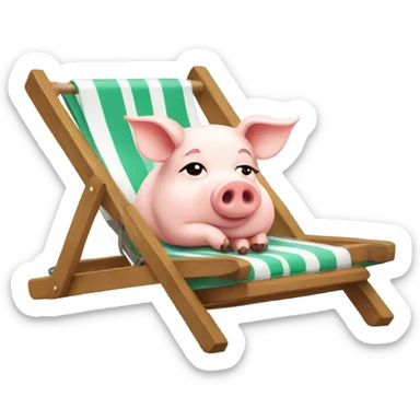 Rich pig lying on the deckchair sticker