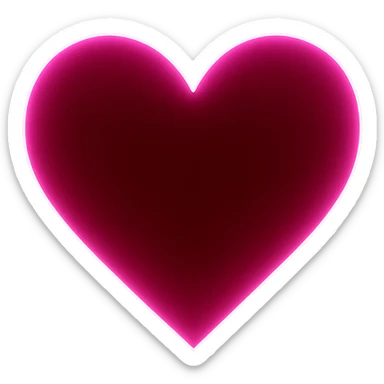 heart with a glowing fuchsia outline, digital illustration, no background sticker