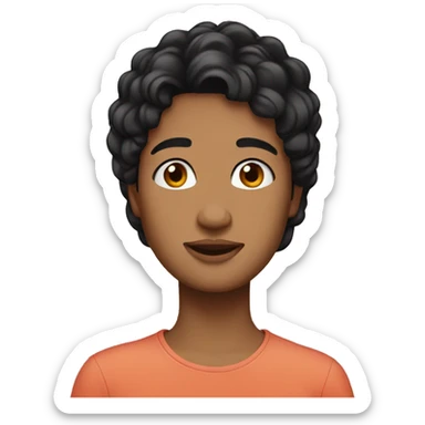 This emoji 👩🏽 with black hair sticker