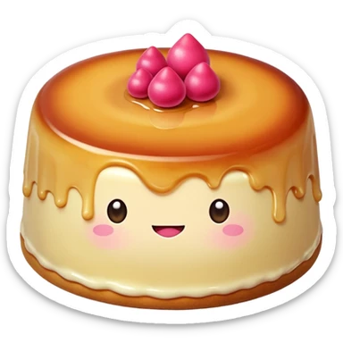 pink kawaii flan sticker