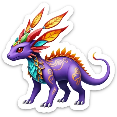 Elemental magical colorful exotic Pokémon-Fakémon-creature sticker