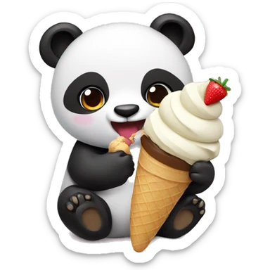 Panda eating ice cream sticker