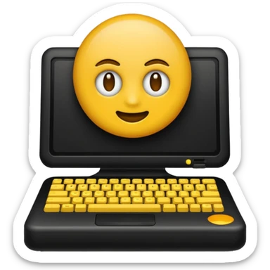 emoji de computadora en color negro y amarillo tipo mostaza sticker