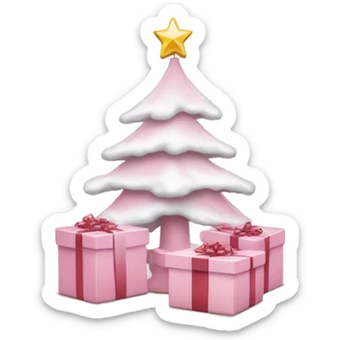 Light pink Christmas gifts under a white Christmas tree  sticker