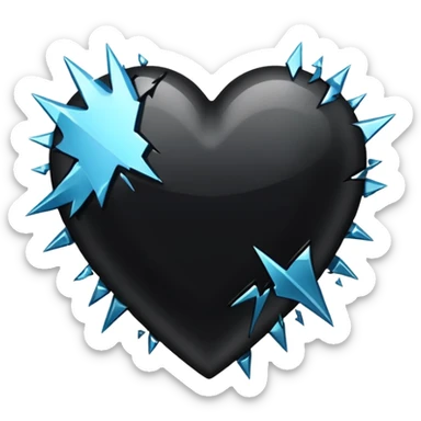 Black heart broken sticker