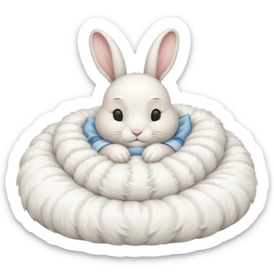 cartoon white rabbit asleep in bed sticker