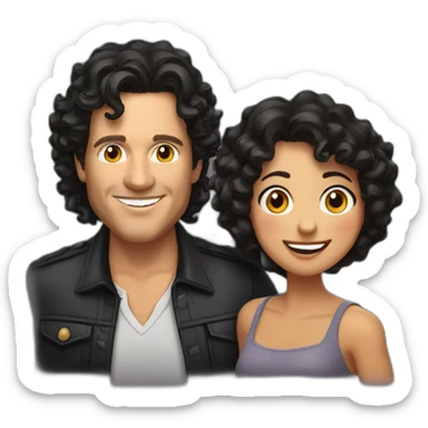 Carlos Vives with Colombian woman of 30's with short curly black hair sticker