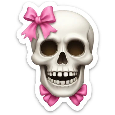 Skeleton with pink bows sticker