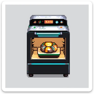 Ein futuristischer Bäcker mit holografischen Zutaten, Laserpräzision und einem Ofen, der mit Lichtstrahlen arbeitet. Interface wirkt wie Glas mit Lichtreflexen, Buttons wie Touchpads mit haptischem Feedback. sticker