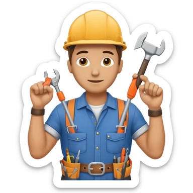 a handman works at home sticker