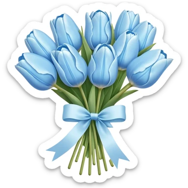 light blue tulip bouquet with ribbon sticker