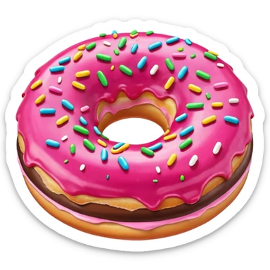 Apple device donut emoji but pink instead of chocolate  sticker