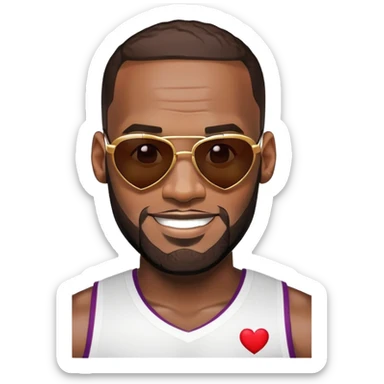 LeBron James with heart sunglasses on smirking sticker
