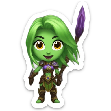 warcraft night elf hunter female waving sticker