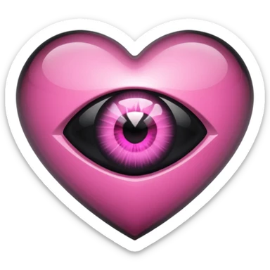 A black heart crystal with a pink eye in the center sticker