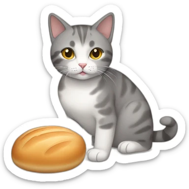 Grey Cat, Brazilian short hair cat, making bread sticker