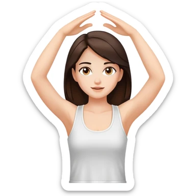 Brunette girl with white tank top and arms up sticker