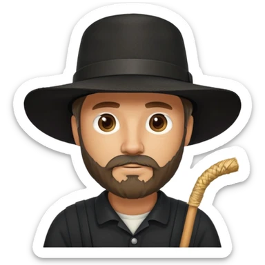 Puritan farmer male middle age with beard black clothes straw hat amish sticker