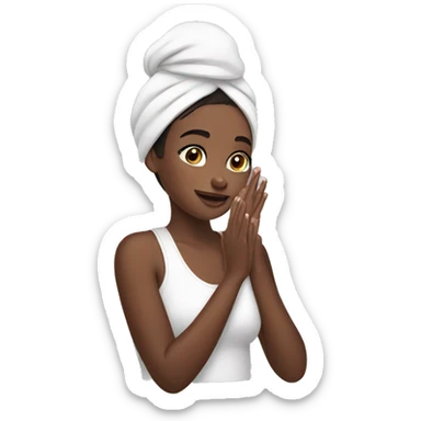 Girl putting on skin care sticker