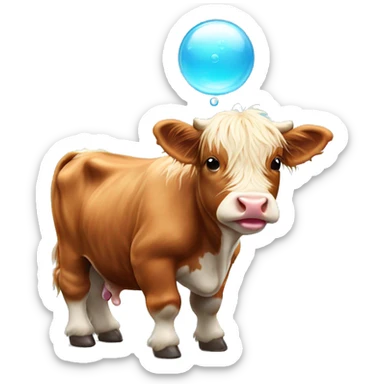 Highland baby cow blowing a bubble  sticker