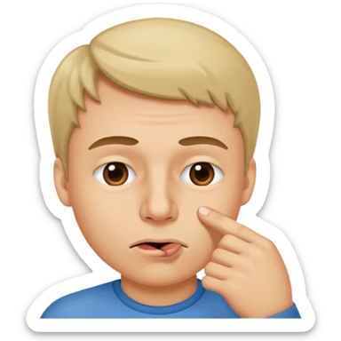 Create an emoji that is picking his nose make it a circle emoji  sticker